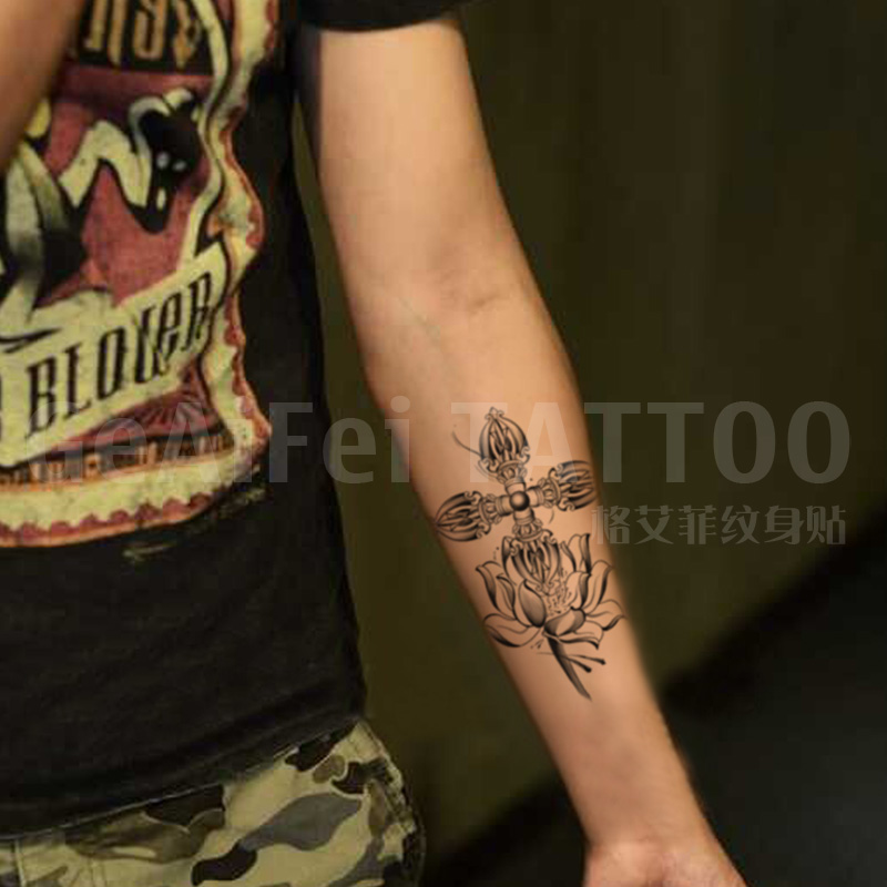 Ge Aifei 크로스 vajra 문신 아플리케 팔 남성과 여성 방수 연꽃 팔 시뮬레이션 문신 스티커