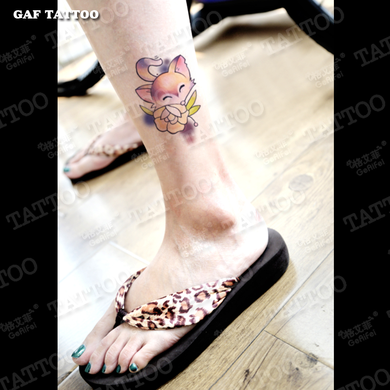 Ge Aifei 리틀 폭스 문신 스티커 방수 여성 크리 에이 티브 다리 귀여운 섹시한 시뮬레이션 문신 문신 스티커