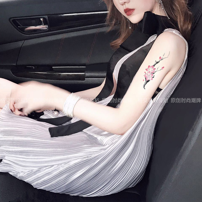 Ge Aifei 원래 컬러 벚꽃 문신 스티커 방수 여성 팔 송아지 섹시한 현실적인 문신 스티커