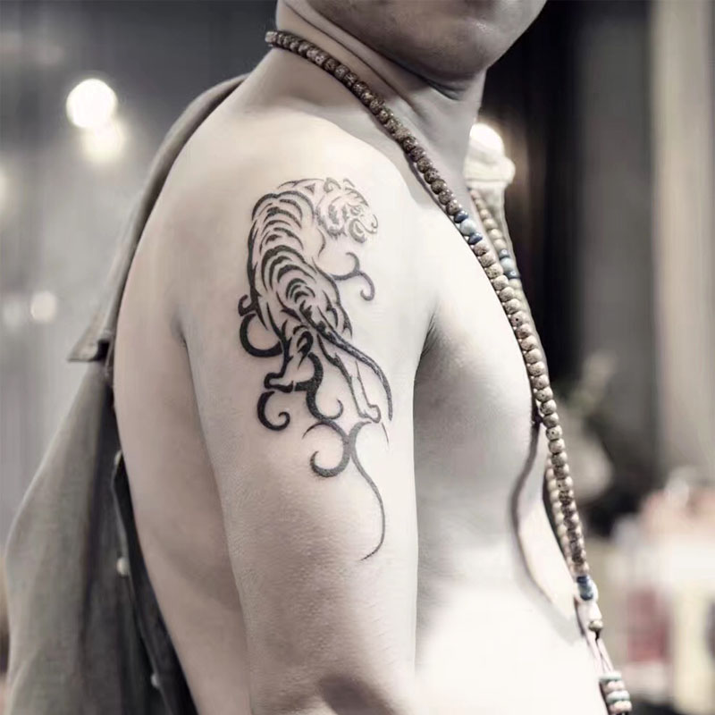 Ge Aifei 호랑이 토템 문신 스티커 방수 남성과 여성 오래 지속되는 팔 섹시한 시뮬레이션 문신 문신 스티커