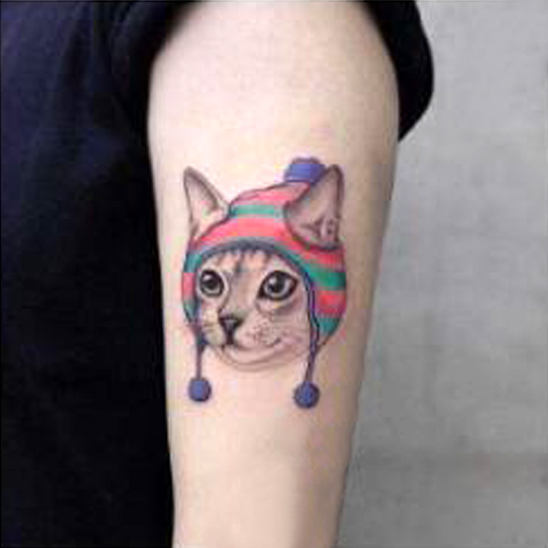 Ge Aifei 귀여운 새끼 고양이 문신 스티커 방수 남성과 여성 지속 바람 작은 신선한 시뮬레이션 문신 문신 스티커