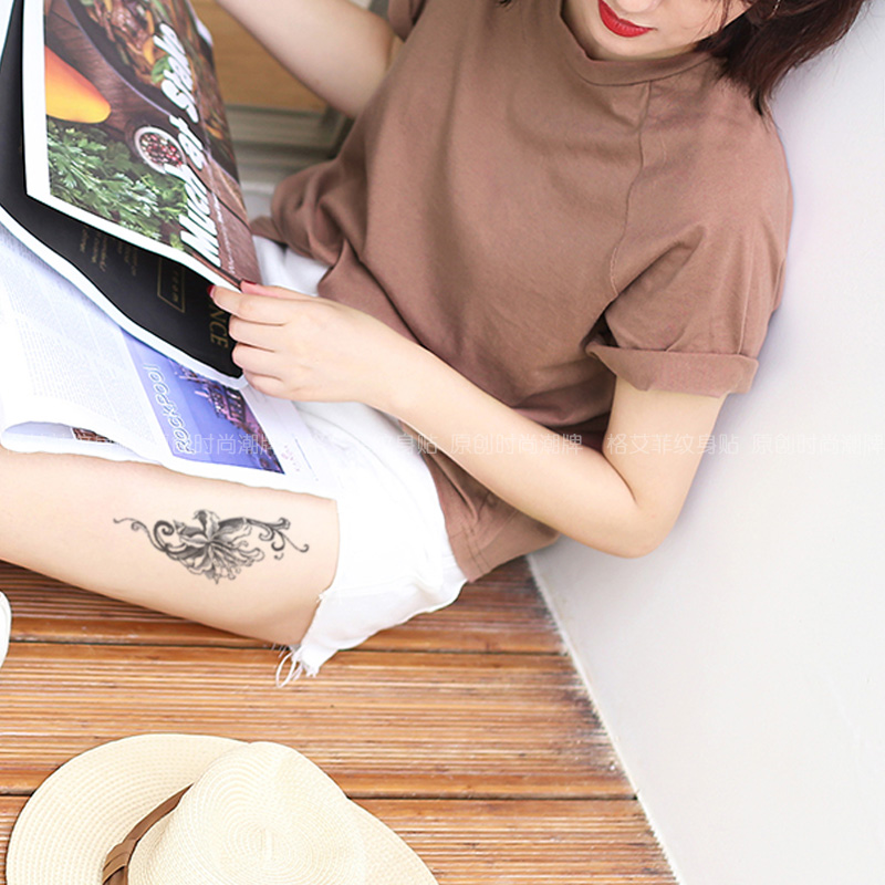 Ge Aifei 트럼펫 꽃 문신 스티커 방수 여성 작은 신선한 예술 팬 창조적 현실적인 문신 문신 스티커