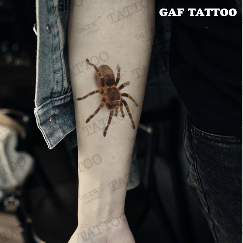 Ge Aifei 거미 문신 스티커 방수 남성과 여성 팔 성격 현실적인 시뮬레이션 문신 푸른 꽃 팔 문신 스티커