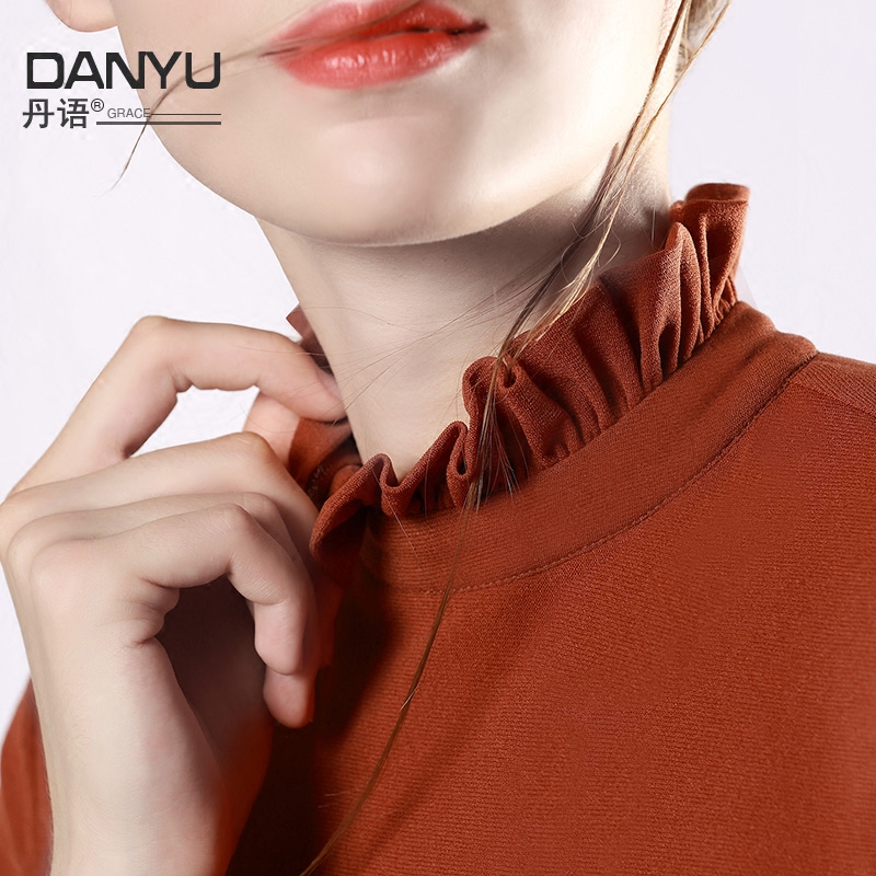 연꽃 잎 칼라 시스루 셔츠 작은 높은 봄 가을 긴팔 탑 여성 트렌드