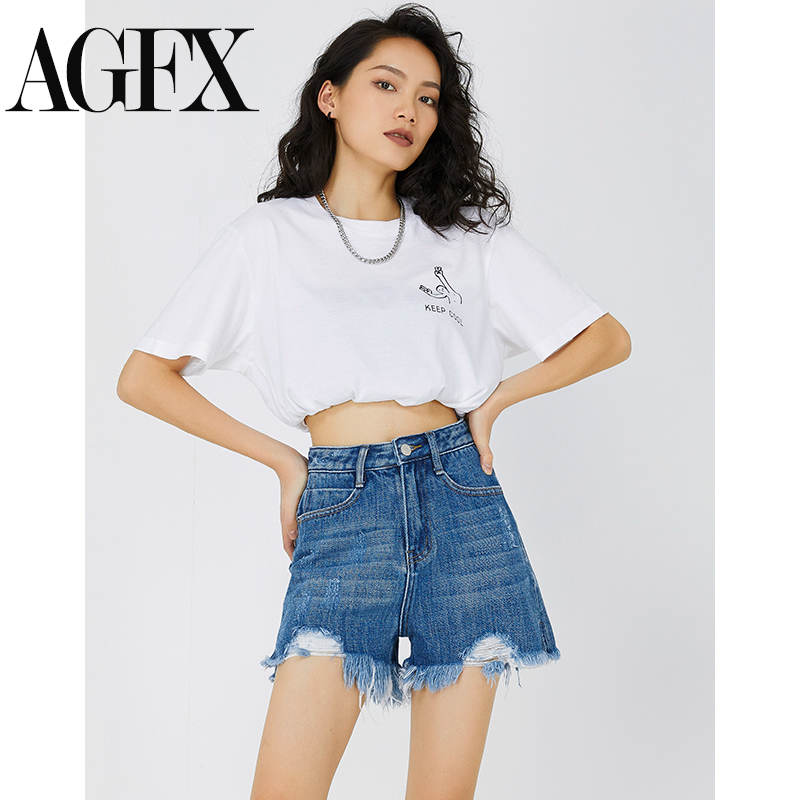 패션 뜨거운 소녀 찢어진 데님 반바지 여성 루즈핏 와이드 하이웨스트 핫팬츠 트렌드