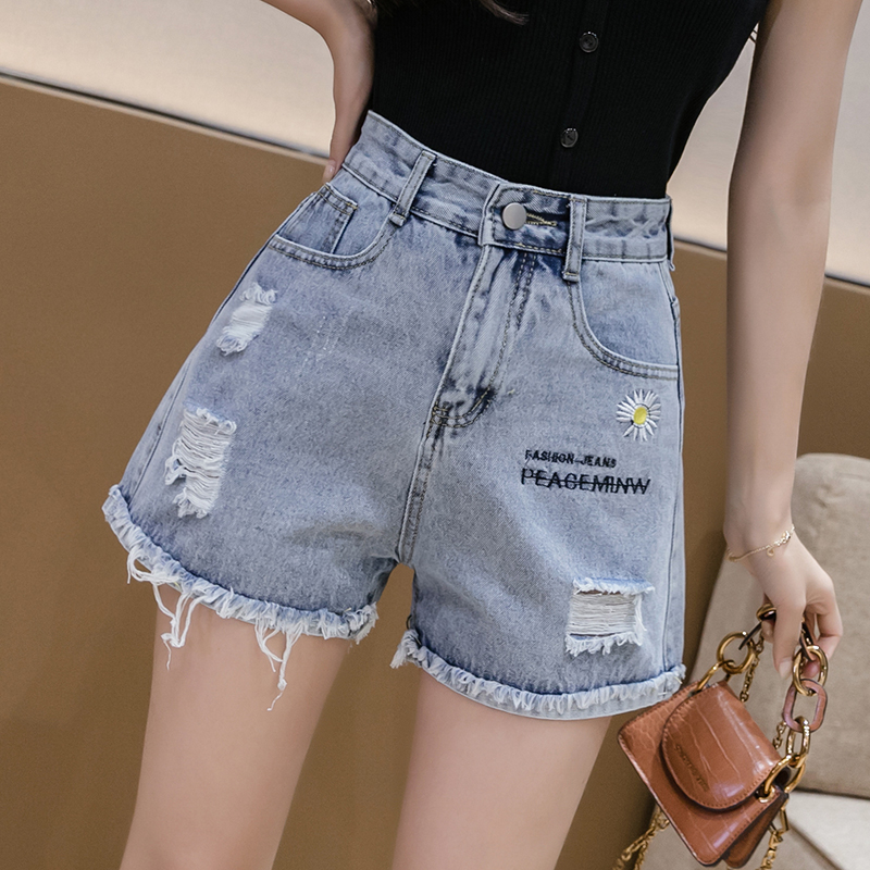 데님 반바지 여성 루즈핏 와이드 레그 바지 하이웨스트 핫 걸스 숏팬츠
