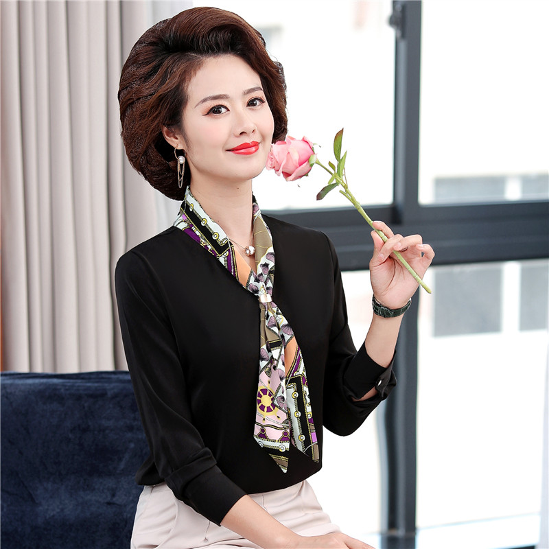 봄 가을 옷 어머니 긴팔 헤징 셔츠 셔츠 중년 여성 새 스타일 칼라 셔츠 하이 엔드 여름
