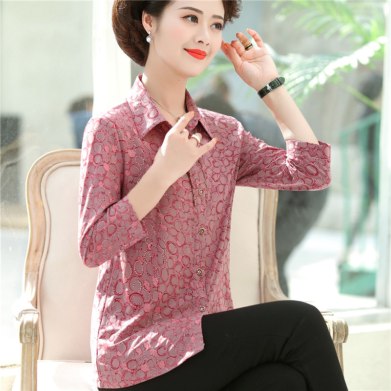 어머니의 여름 7/4 소매 셔츠 중년 여성 서양식 카디건 탑 및 봄 가을 빅사이즈 양복