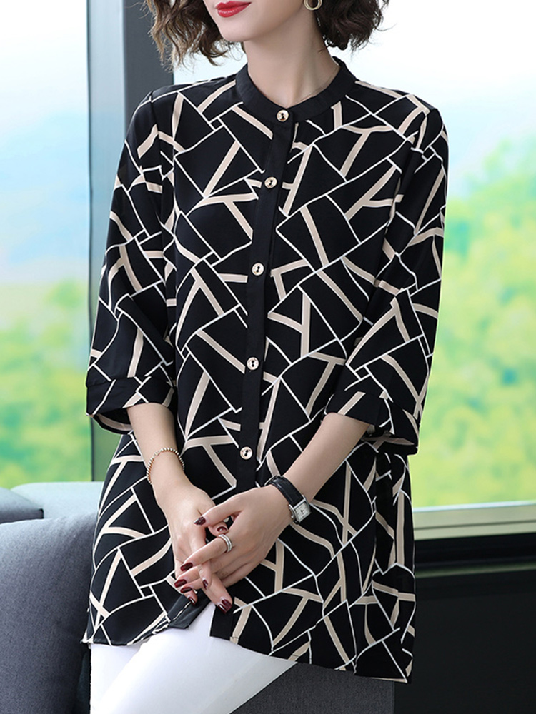 어머니 착용 새 봄 셔츠 중장 중년 및 여성 고귀한 여름 작은