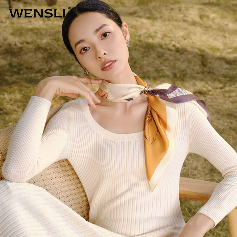 Wansli 여름 여성의 얇은 섹션 선물 실크 양면 인쇄 중국어 사각형 스카프 실크 스카프 컬렉션