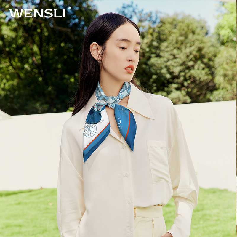 Wansli 100% 뽕나무 실크 실크 스카프 여성 여름 얇은 패션 모든 경기 양면 인쇄 중국 사각형 스카프 컬렉션
