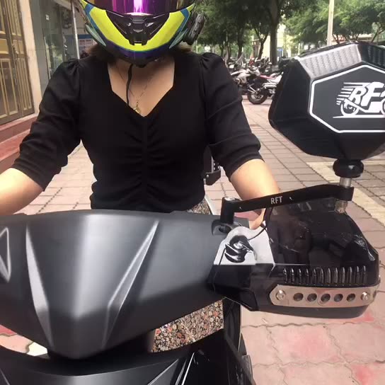 킹 크라운 오토바이 백미러 초광각 구형 대형 시야 전기 페달 범용 반전 미러 수정
