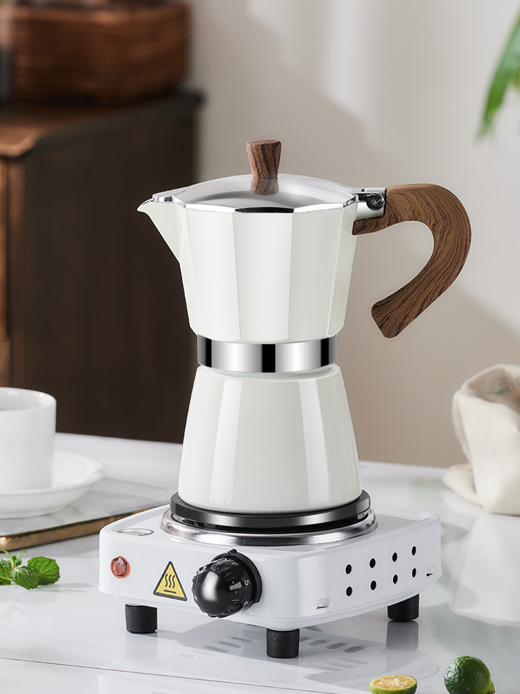 모카 포트 브루잉 커피 기기 가정용 핸드 세트 야외 더블 밸브 이탈리아 그라인딩 전기 추출