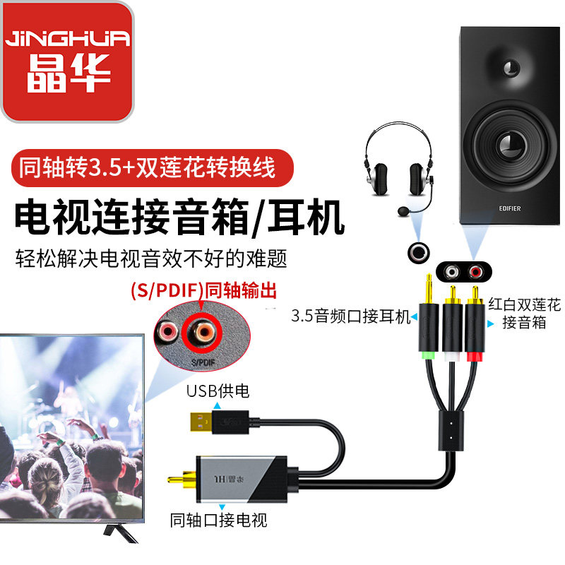 Jinghua 동축 오디오 변환기 디지털 RF 섬유 아날로그 출력 Hisense LeTV 기장 TV spdif 3.5mm 케이블 더블 로터스 원포인트 2 ps4 연결 증폭기