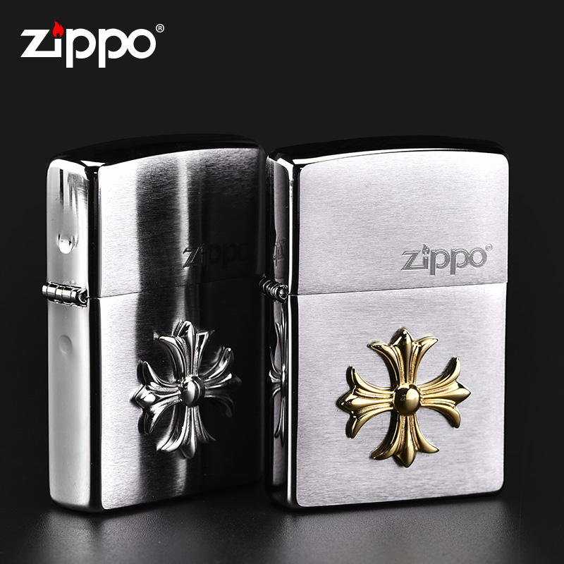 라이터 zippo 정품 200 기모 금도금 실버 스티커 배지 방풍 남성 선물