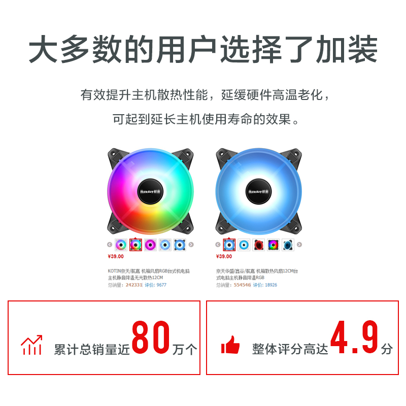 Jingtian Huasheng/Xingu/Hangjia 섀시 냉각 팬 12CM 데스크탑 컴퓨터 호스트 자동 RGB
