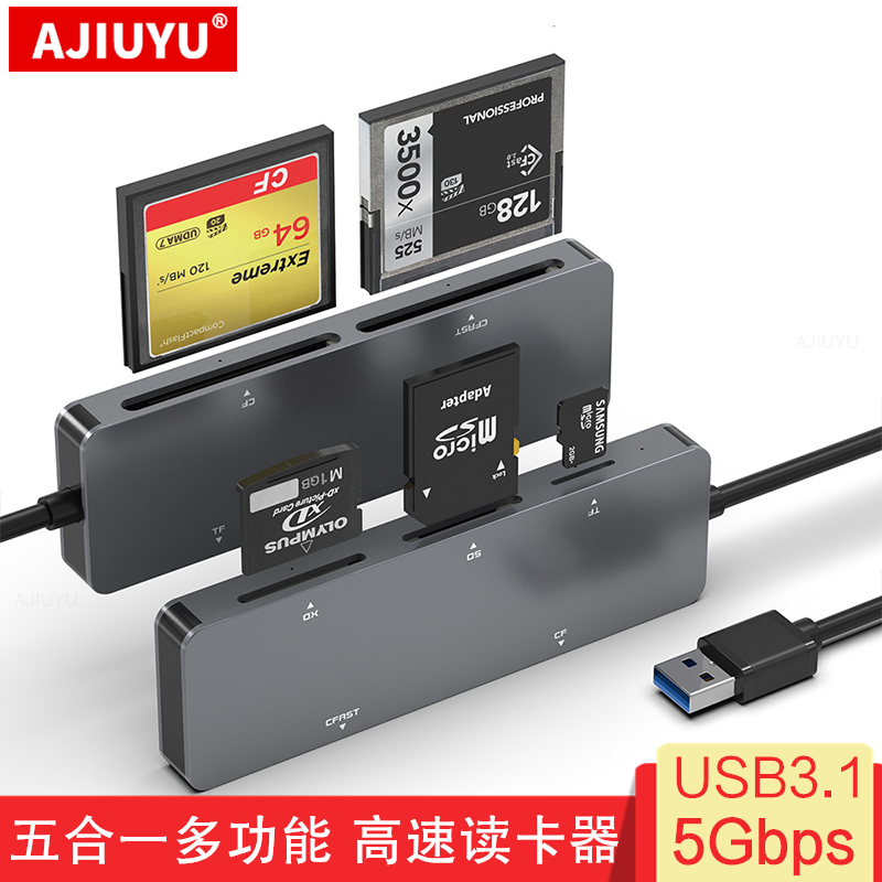 AJIUYU CFast 카드 리더 USB3.0 고속 CF 메모리 읽기 SD/TF/XD/MS Nikon Sony Canon 카메라 올인원 멀티