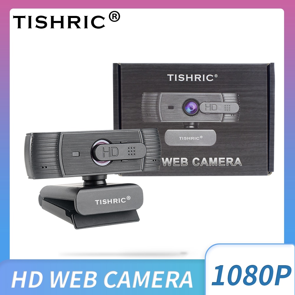 TISHRIC-T200 웹 카메라, 마이크 소음 감소 웹캠, 풀 HD 1080p 비디오 녹화 웹캠, 자동 초점, PC 노트북 지원