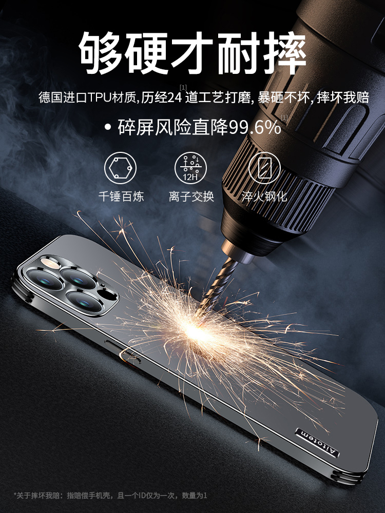Apple 13promax 휴대 전화 쉘에 적합 새로운 금속 렌즈 올 인클루시브 낙하 방지 SF Han Xiao iphone13 고급 남성용 보호 케이스 13promax Yuanfeng 블루 13 휴대 전화 쉘