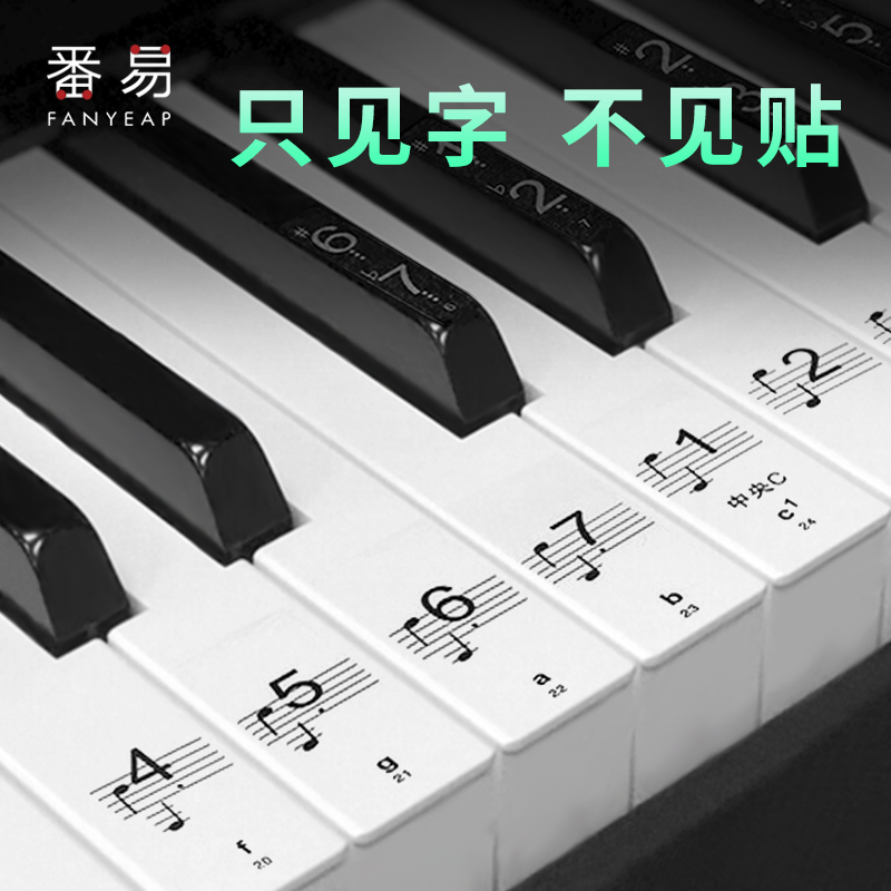피아노 키보드 스티커 88 키 투명 스티커 전자 피아노 키 노트 사운드 레이블 피아노 키 스티커 독학을위한 직원 표기법