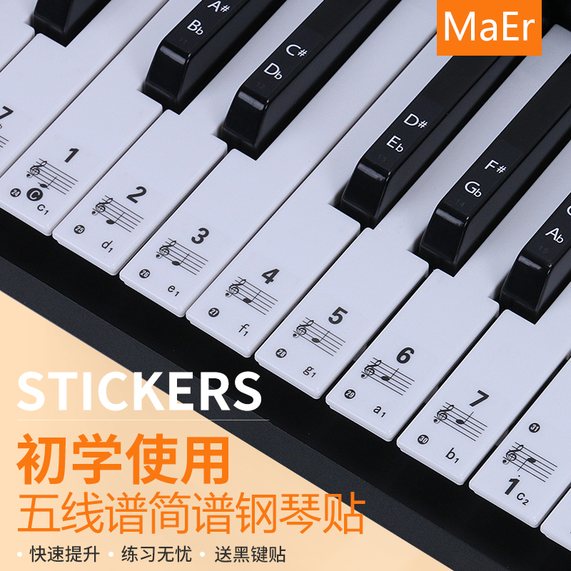 88-key 61-key 54-key 어린이 성인 피아노 전자 키보드 스티커 투명 스티커 독학을 위한 직원 표기법