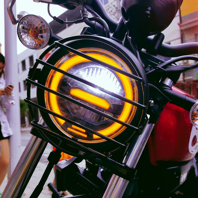 오토바이 레트로 수정 액세서리 Daquan LED 프론트 헤드 라운드 헤드 라이트 V 커피 CB400 Tianjun GN250week