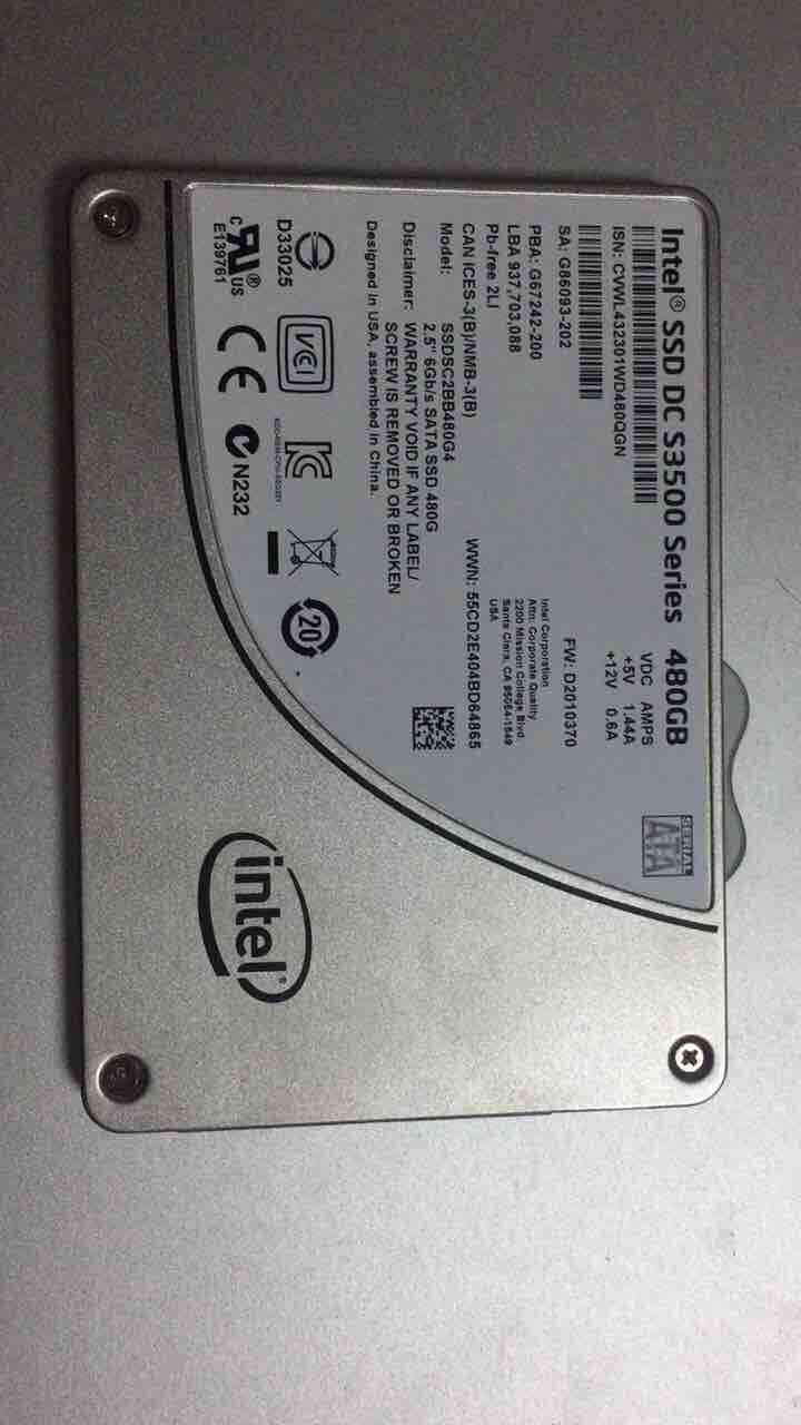 인텔 S3520S3510S3500480G800G SATA 엔터프라이즈 SSD 솔리드 스테이트 드라이브