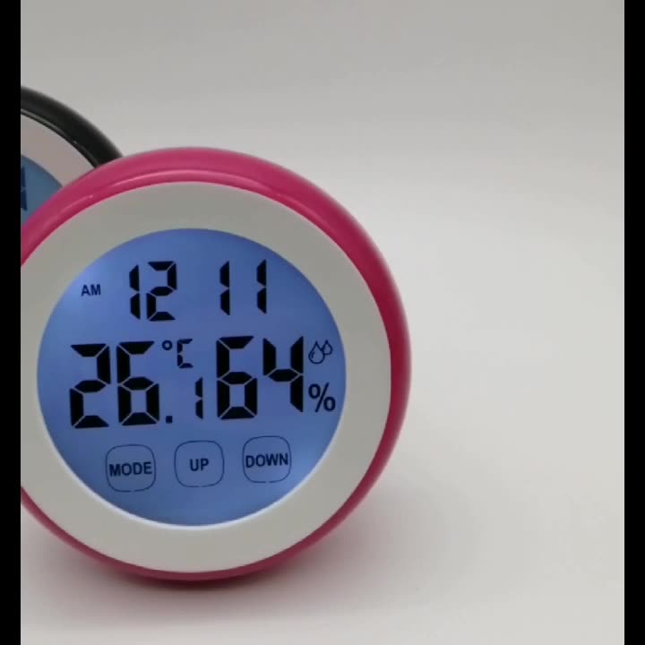 가정용 전자 온도계 실내 습도계 터치 스크린 다기능 알람 시계 발광 자석 아기 온도 및 습도 시계