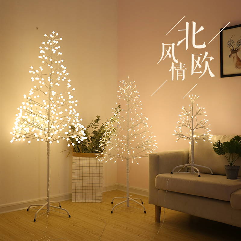 LED 발광 트리 반딧불 조명 방 모리 장식 북유럽 레이아웃 자작나무 크리스마스 트리 조명 천장부터 바닥까지 내려오는 1.8 미터