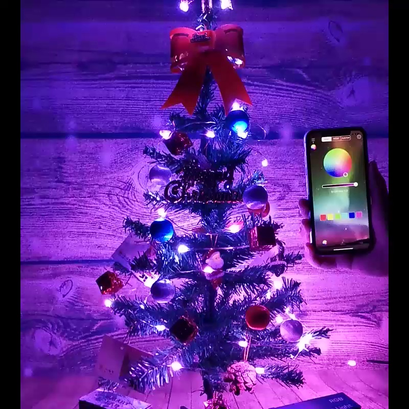 RGB 구리 와이어 라이트 문자열 앱 휴대 전화 제어 USB 안뜰 로맨틱 흐르는 물 말 지능형 led 크리스마스 트리 라이트 문자열