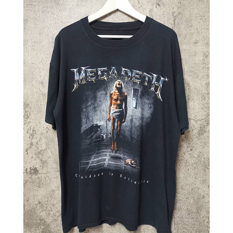 Megadeth 헤비메탈 록 밴드 주변 앨범 커버 유럽과 미국의 프라이드 스트리트 반팔 남성과 여성의 복고풍 티셔츠