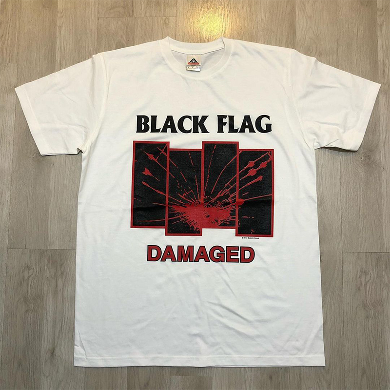 블랙 플래그 펑크 록 밴드 손상된 헤비 메탈 세련된 힙합 반팔 헤비 코튼 티셔츠