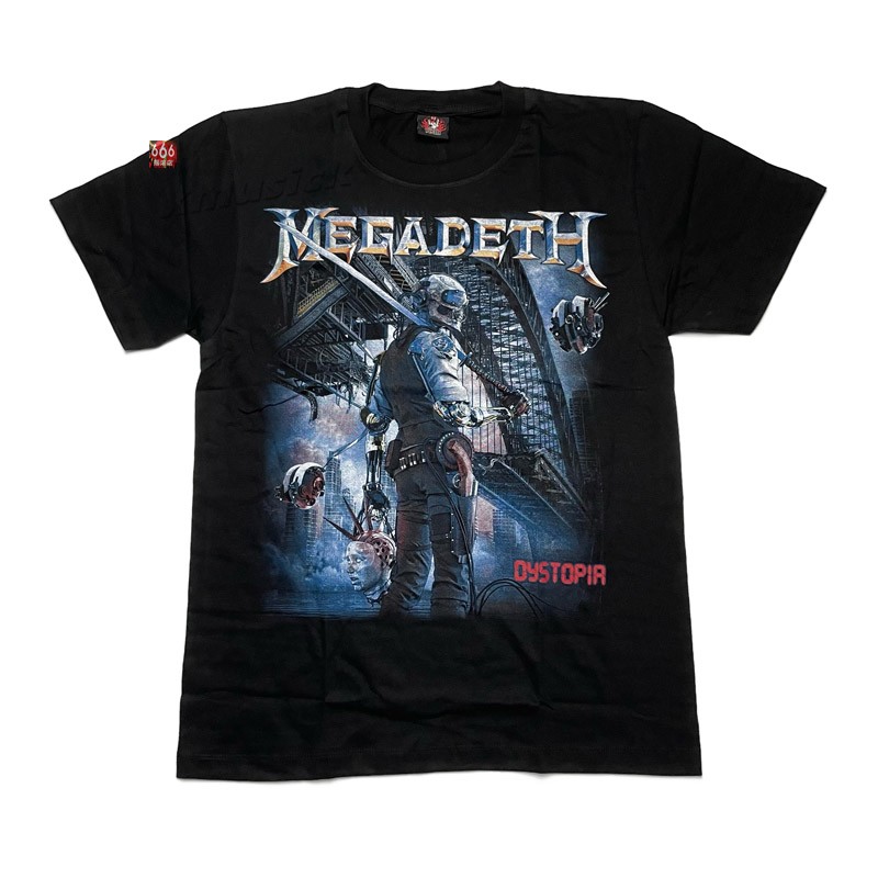 MEGADETH Dystopia 태국 버전 메탈 밴드 트렌드 남성 및 여성 프린트 반팔 티셔츠 666 락 숍