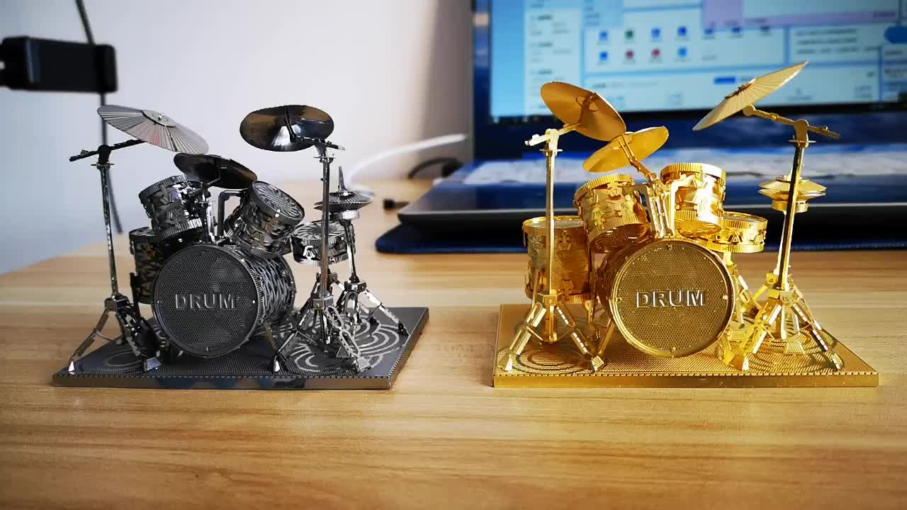 새로운 모든 금속 수제 diy 입체 3d 조립 모델 악기 크리 에이 티브 선물 장식 드럼 세트
