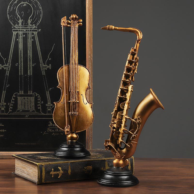 레트로 바이올린 악기 모델 홈 거실 와인 캐비닛 장식 색소폰 장식품