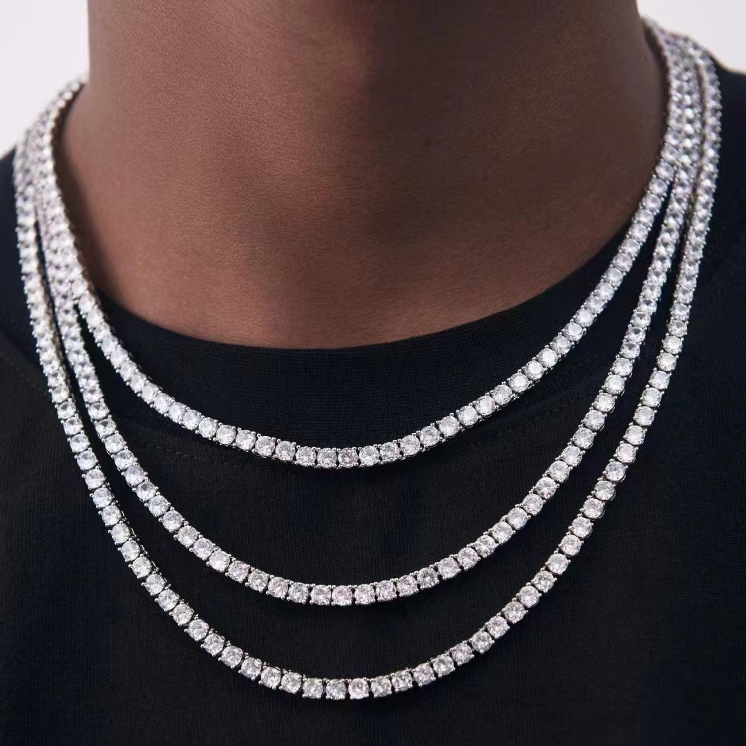 Mikadi 다이아몬드 박힌 쿠바 목걸이 남성과여성조수 힙합 유럽 미국 고밀도 커플 전체 남성쇄골 체인