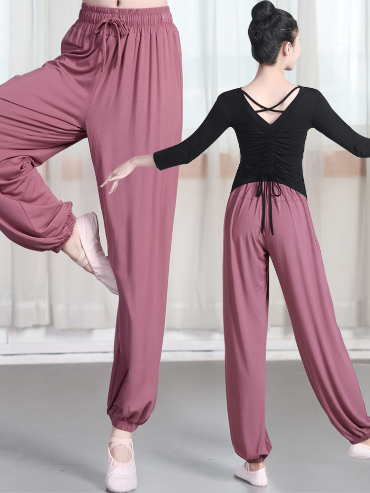 댄스 바지 여성 여름 모달 블루머 바디 슈트 탑스 중국 현대 무용 정장 무 바지 연습복