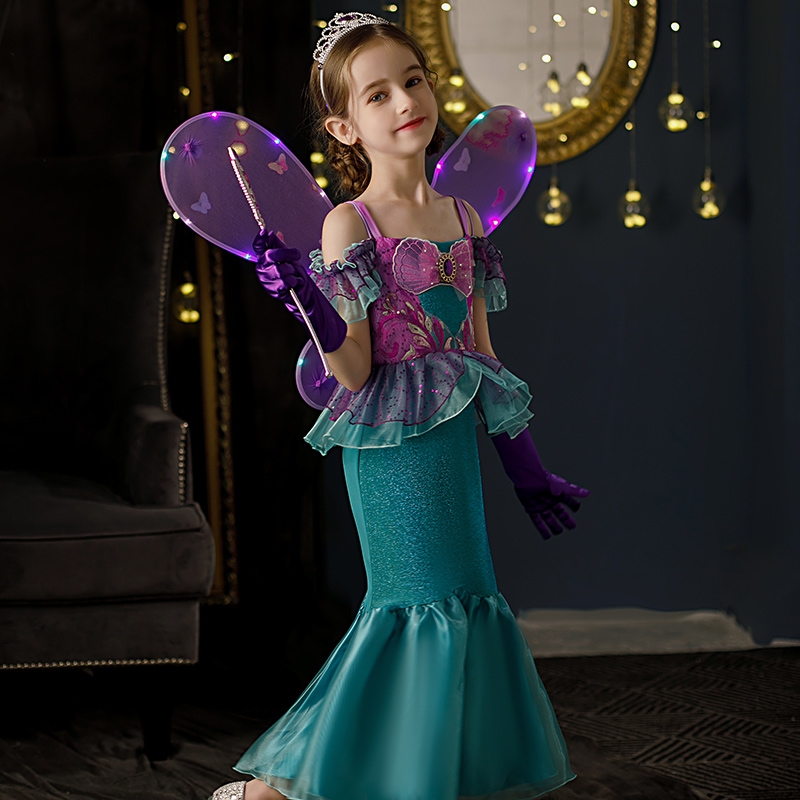 할로윈 어린이 의상 인어 꼬리 공주 스커트 피쉬 테일 스커트 소녀 패션쇼 피아노 의상 드레스
