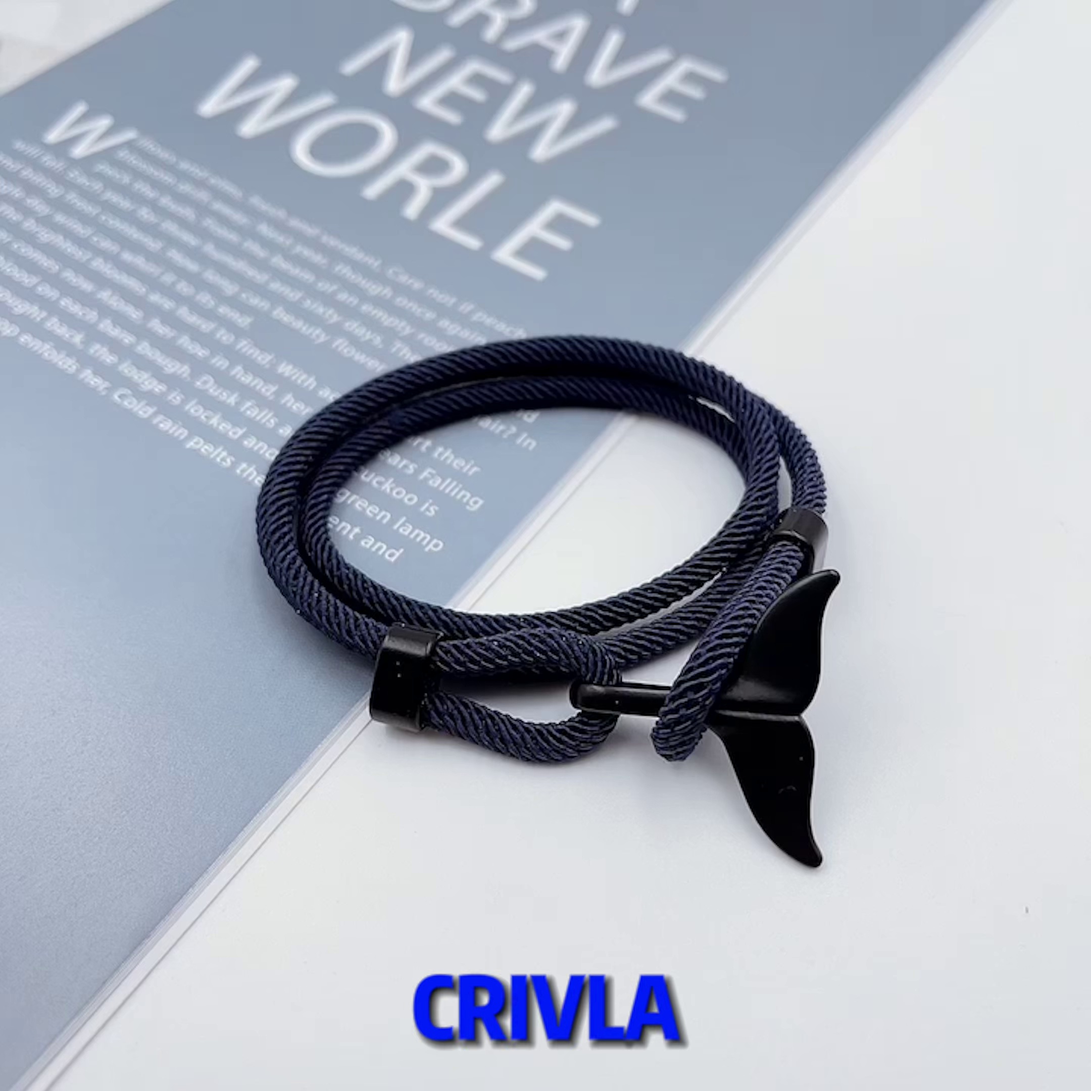CRIVLA 고래 꼬리 팔찌 꼰 로프 남성과 여성찬 바람 디자인 커플 간단한