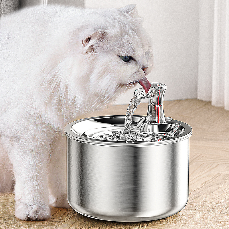 일본 수입 MUJIΕ 고양이 식수대 자동 순환 흐르는 물 스테인레스 스틸 애완 동물