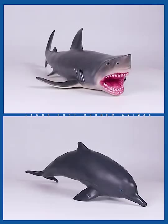 부드러운 접착제 해양 동물 모델 백상아리 고래 돌고래 거북이 바다 동물 거대한 이빨 상어 어린이 장난감