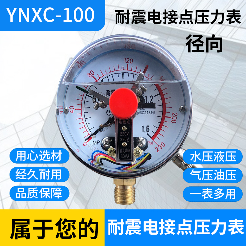 자기 보조 충격 방지 전기 접촉 압력 게이지 YNXC-100 0-1.6MPa/2.5/10/40/60MPa