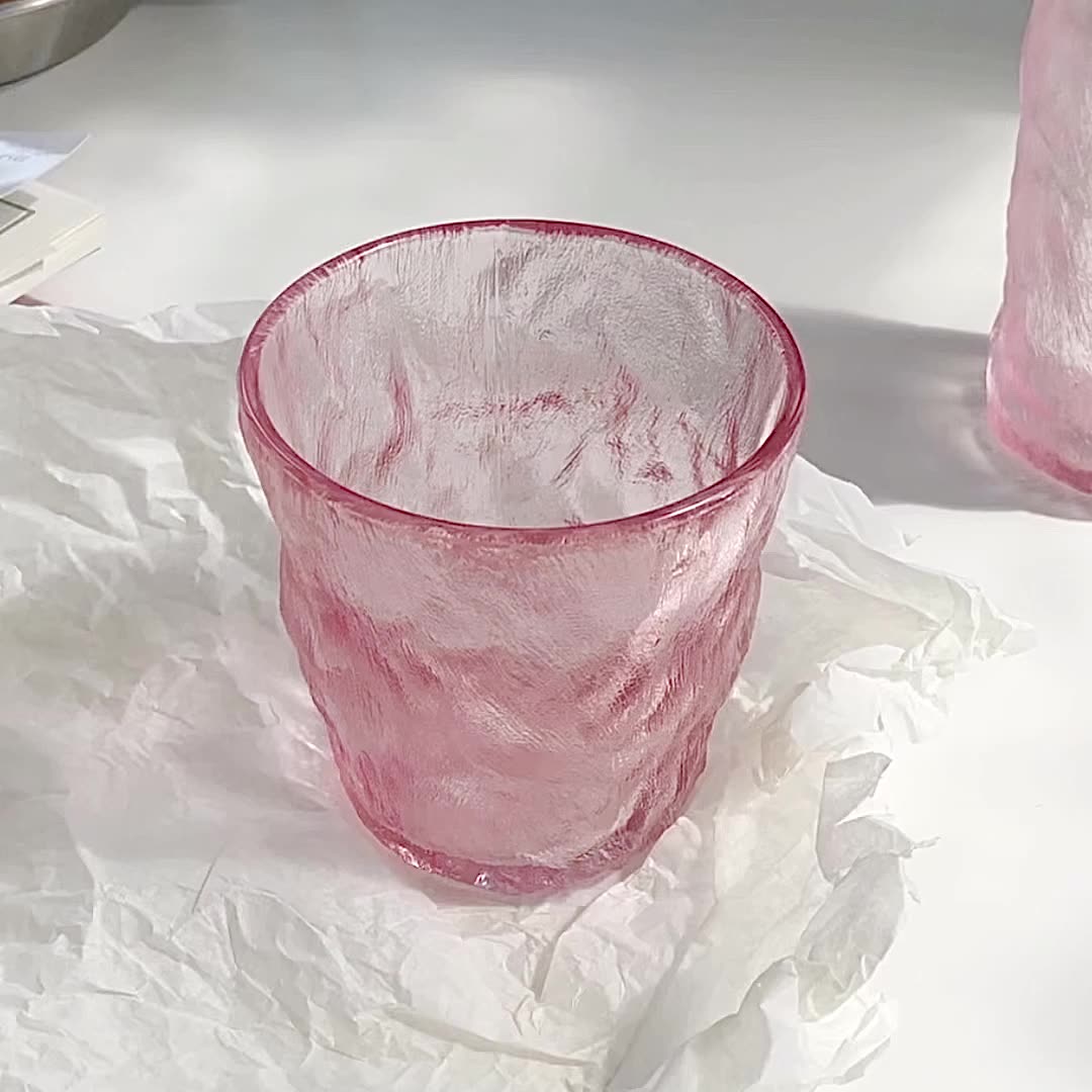 CHICHIs 빙하 곡물  유리 소녀 심장 핑크 주스 와인 질감 물 컵