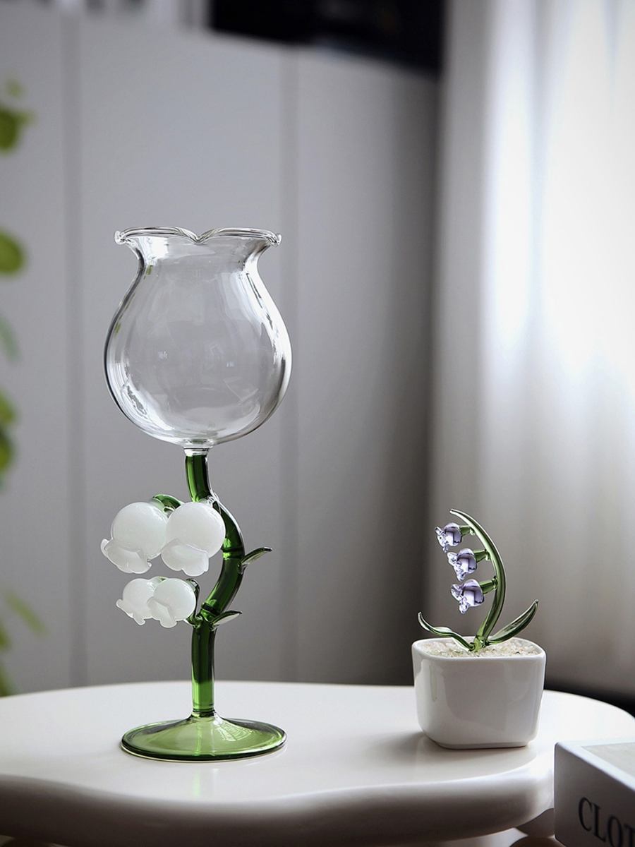 Zeteng의 창조적 인 입체 릴리프 난초 적포도주 유리 잔 의식 감각 유리 와인 잔 샴페인 잔