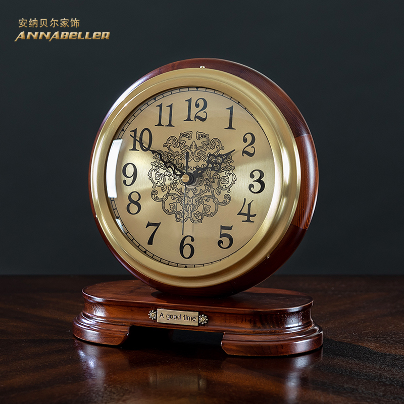 단단한 나무 중국 시계 탁상 시계 홈 골동품 데스크탑 거실 복고풍 구식 골동품 미국 탁상 탁상 시계 장식품