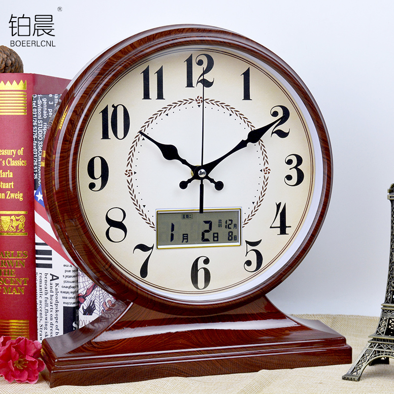 Bochen 유럽 복고풍 책상 시계 목가적 인 거실 시계 크리 에이 티브 시계 머리맡 시계 침실 사일런트 탁상 시계 석영 시계