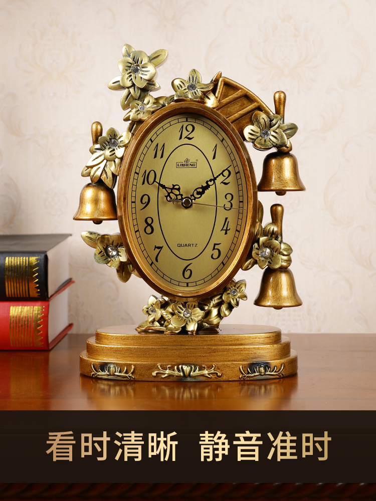 유럽식 탁상 시계 거실 홈 배치 시계 진자 시계 데스크탑 데스크탑 장식 탁상 시계 앉아있는 시계 복고풍 미국 시계