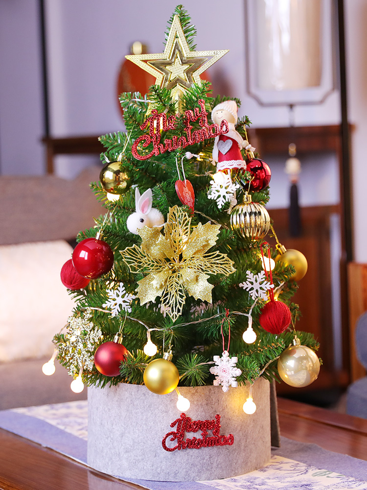 60cm 작은 크리스마스 트리 크리스마스 한국어 버전 데스크탑 빛나는 장식 레스토랑 쇼핑몰 장식 미니 크리스마스 트리