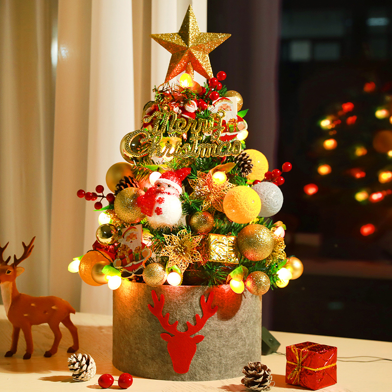크리스마스 트리 작은 홈 데스크탑 장식 장식품 미니 시뮬레이션 암호화 패키지 어린이 선물 diy 크리스마스트리