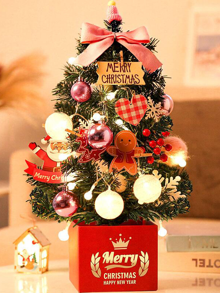 데스크탑 미니 크리스마스 트리 홈 diy 작은 장식 어린이 선물 장면 배열 크리스마스트리